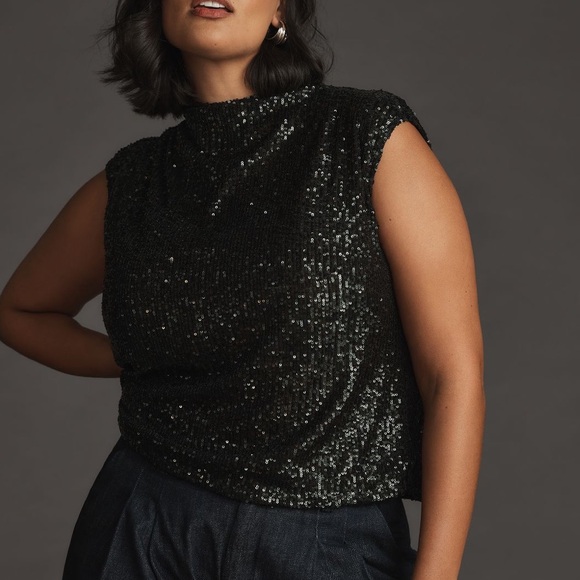 Nwt sequin mock neck shell tank anthro - Picture 2 of 9